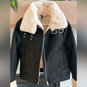 H&M Divided Women’s Size XS Faux Fur Lined Faux Suede Jacket